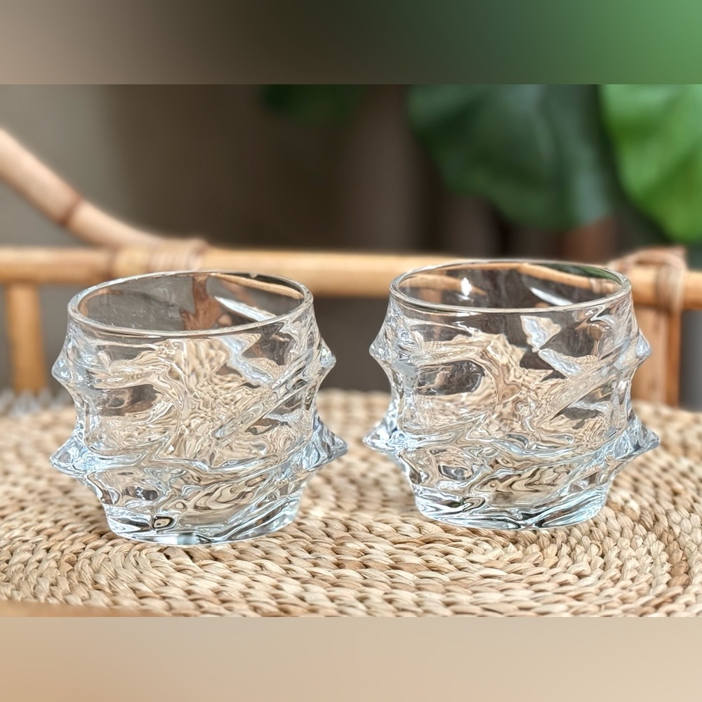 Set of 2 Iceberg Storm Old Fashioned Whiskey Rocks Bourbon Glasses Crystal